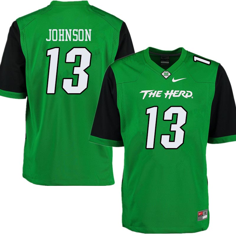 Men #13 Nazeeh Johnson Marshall Thundering Herd College Football Jerseys Sale-Green - Click Image to Close